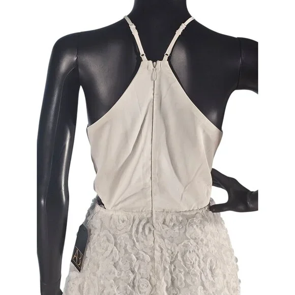 Short White Satin Halter Organza Flower Party Dress - NWT - Fashion Nova - Picture 9 of 11